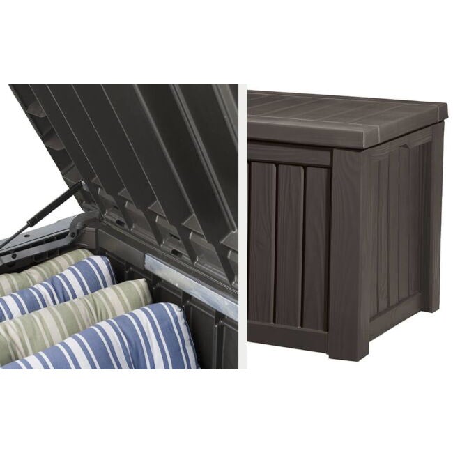 Keter Rockwood Garden Storage Box - Brown - 570L - Image 5