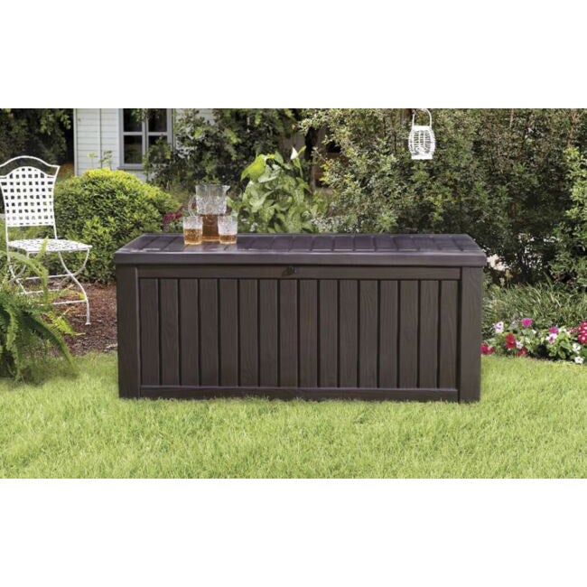 Keter Rockwood Garden Storage Box - Brown - 570L - Image 2