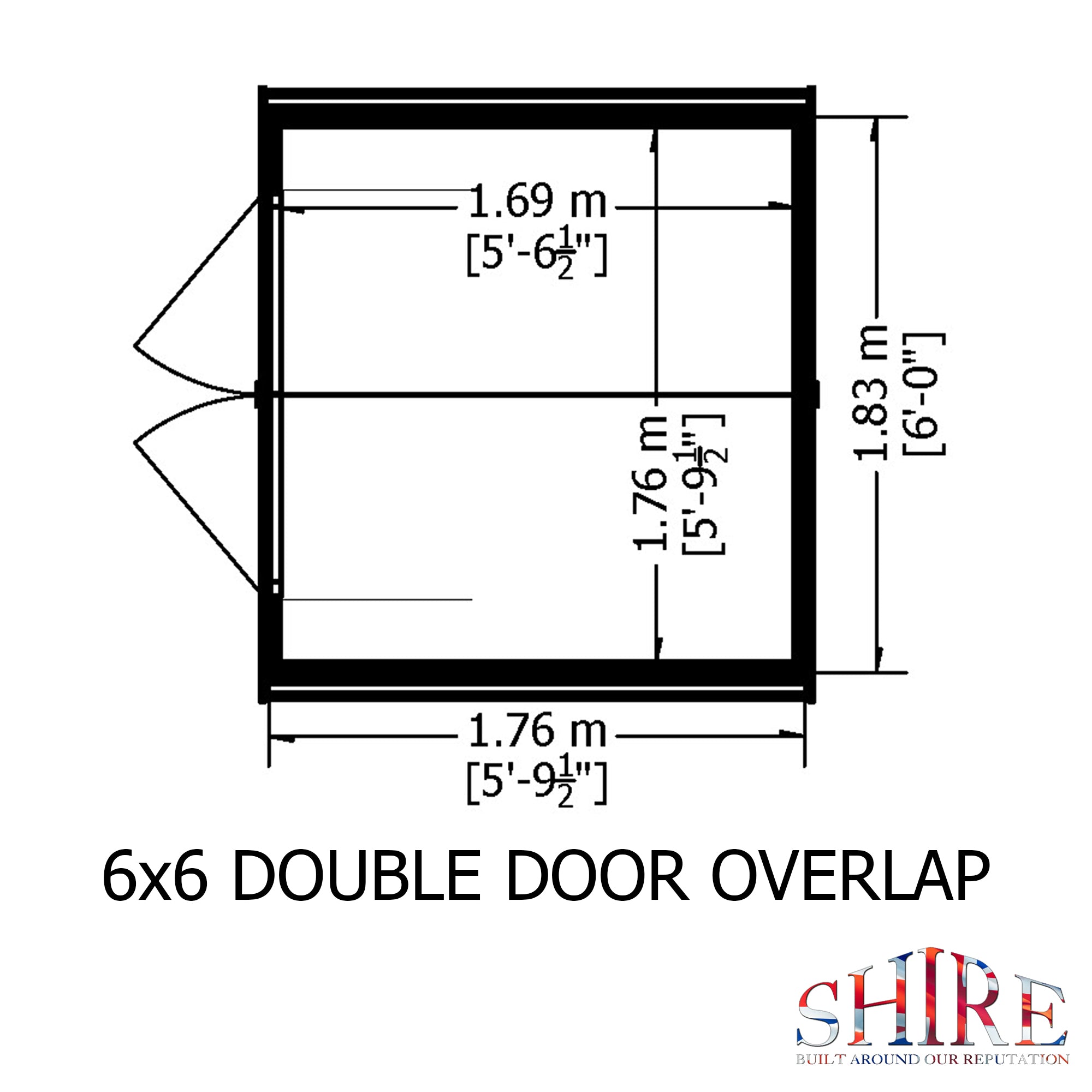 Shire Overlap 6ft x 6ft Windowless Shed with Double Doors - Image 5