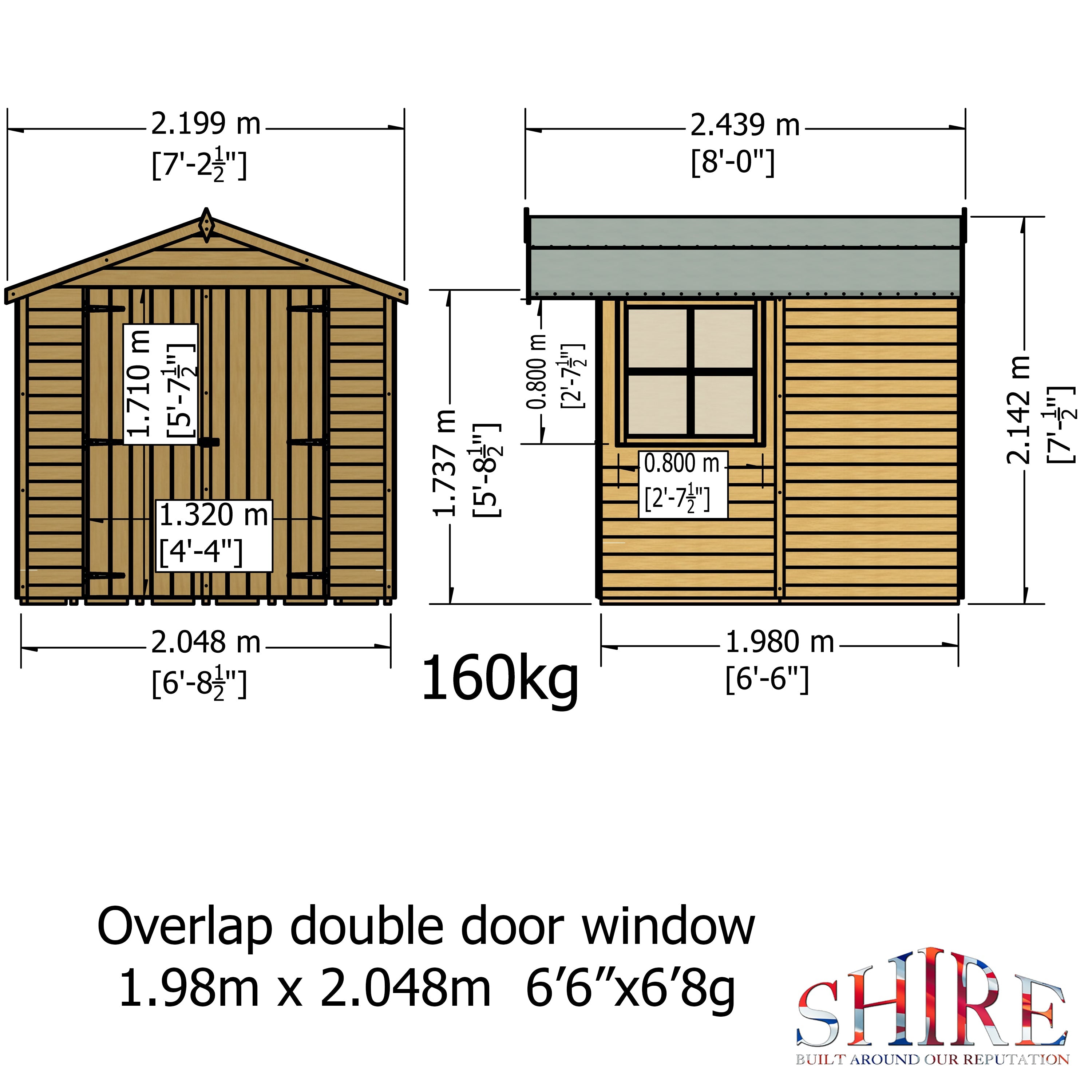 Shire Overlap 7ft x 7ft Shed with Double Doors - Image 6