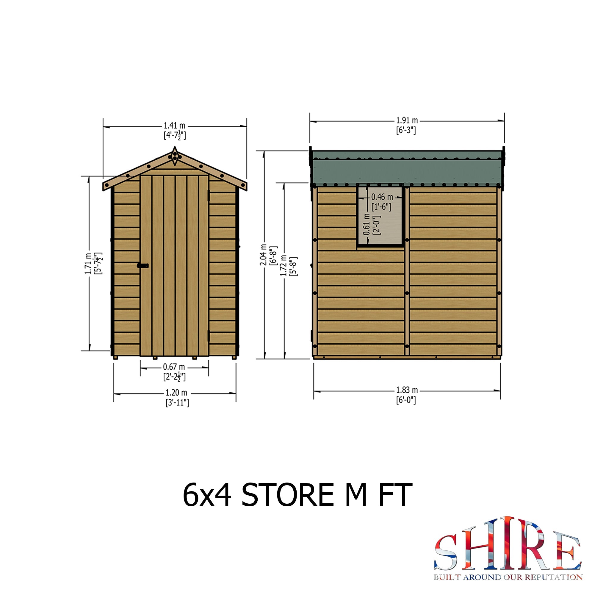 Shire Shetland 6ft x 4ft Shed - Pressure Treated - Image 5