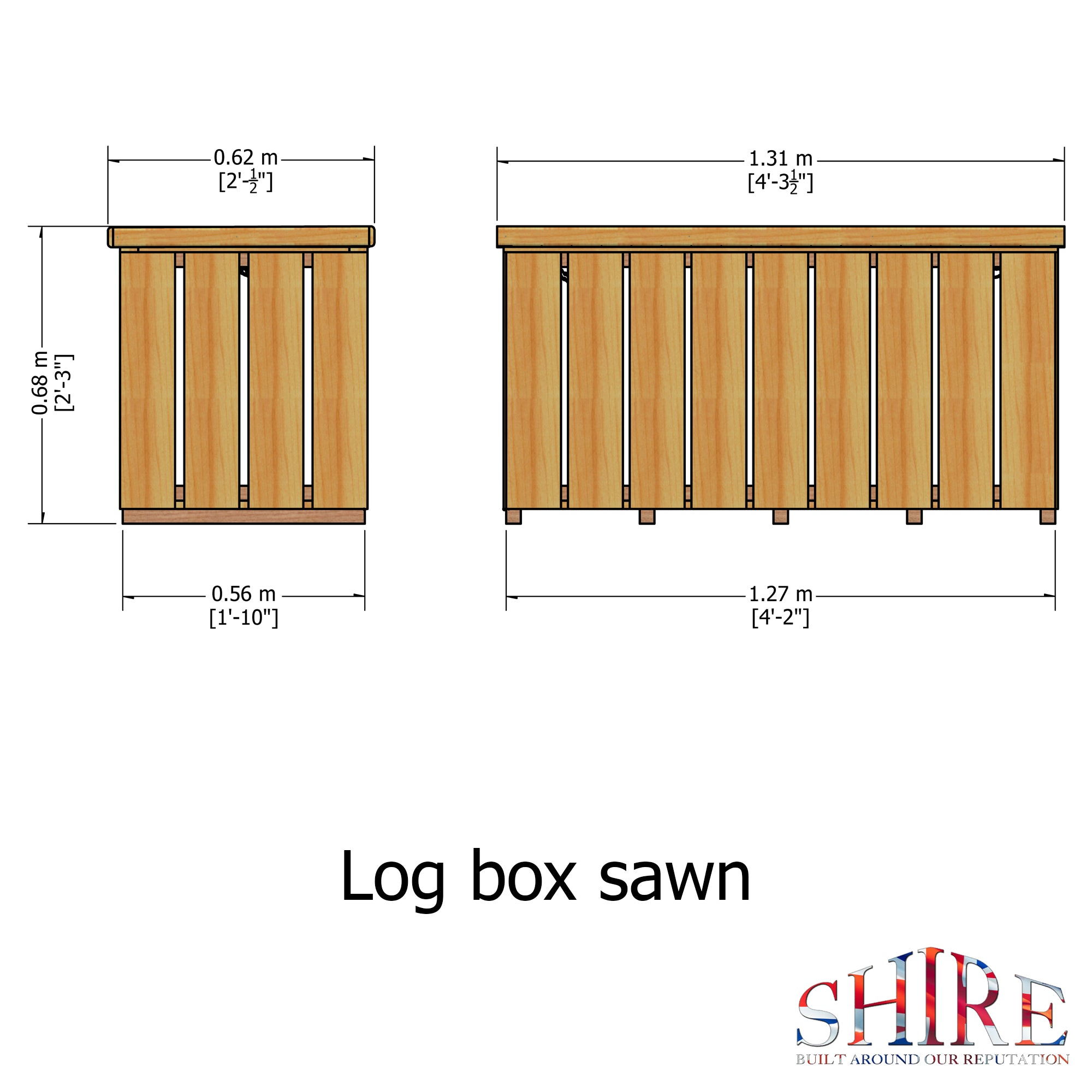 Shire Pressure 4ft x 2ft Treated Log Box - Sawn Timber - Image 6