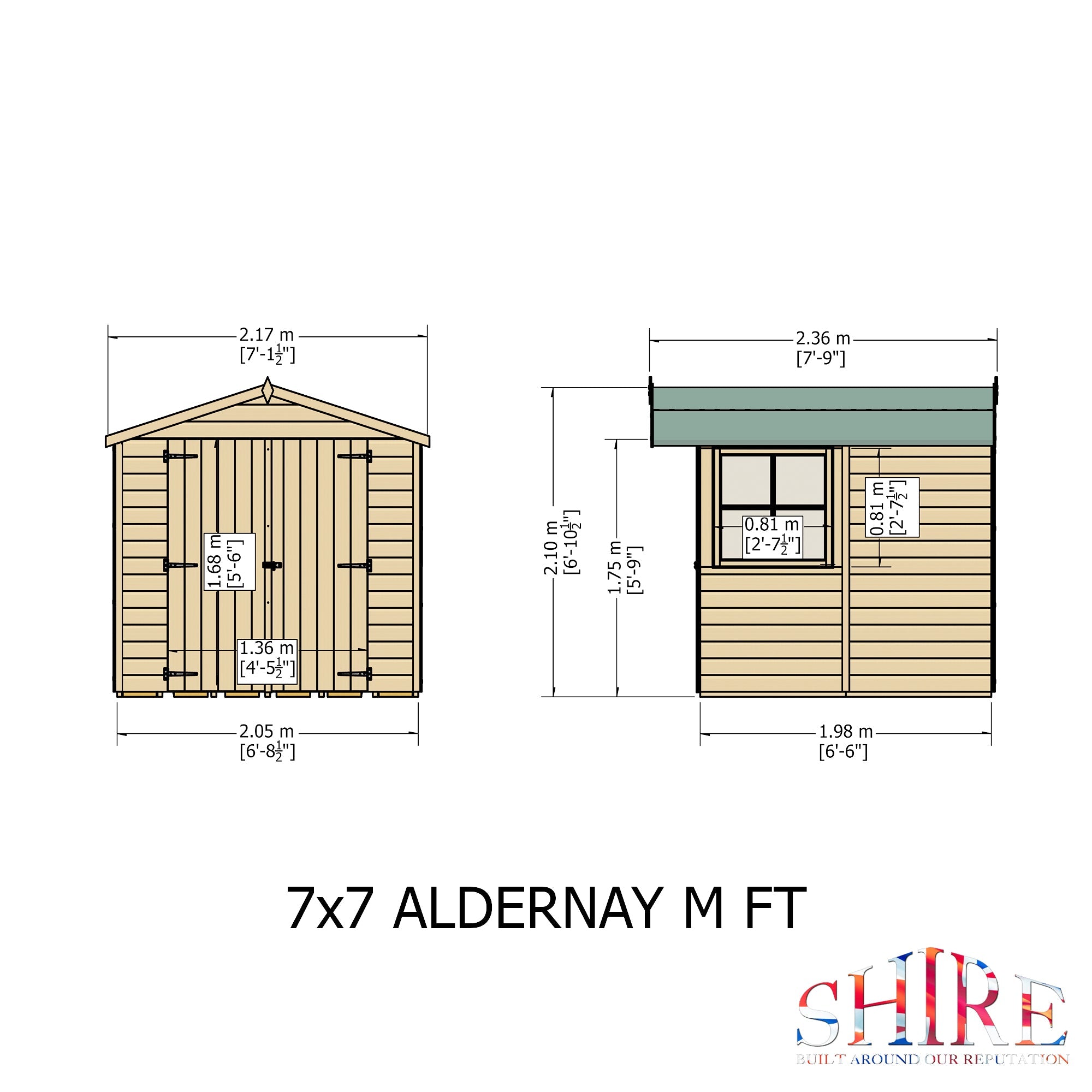 Shire Alderney 7ft x 7ft Pressure Treated Apex Garden Shed - Image 3
