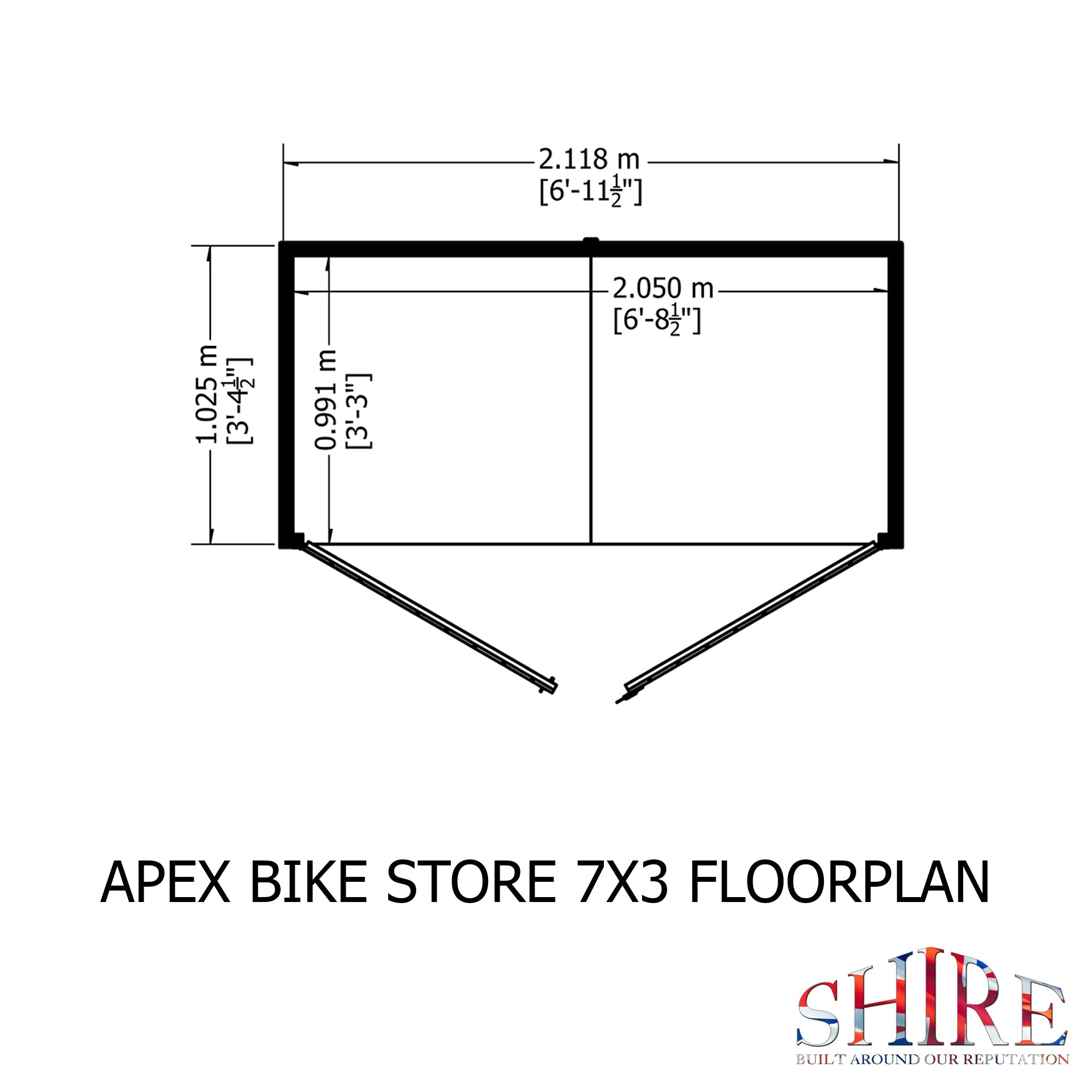 Shire Shiplap 3ft x 7ft Bike Storage - With Floor - Image 4