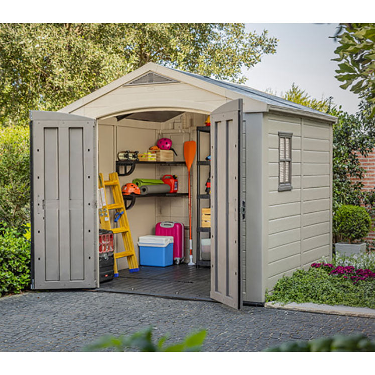 Keter Factor Apex Garden Shed 8ft x 8ft - Beige - Image 3