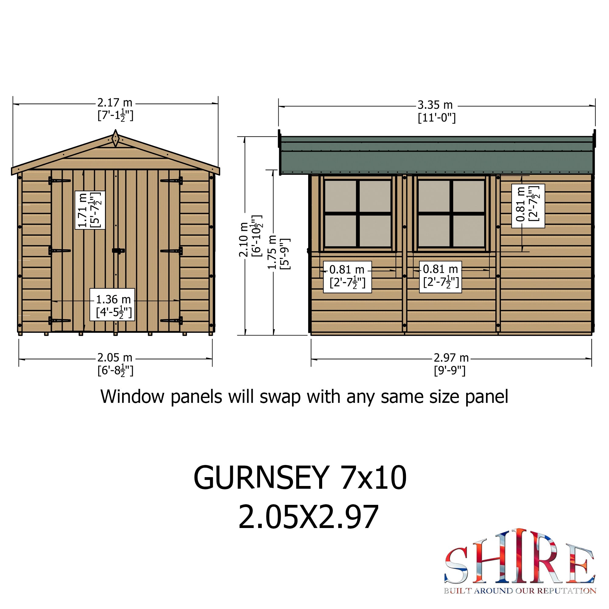 Shire Guernsey 10ft x 7ft Pressure Treated Apex Shed - Image 10