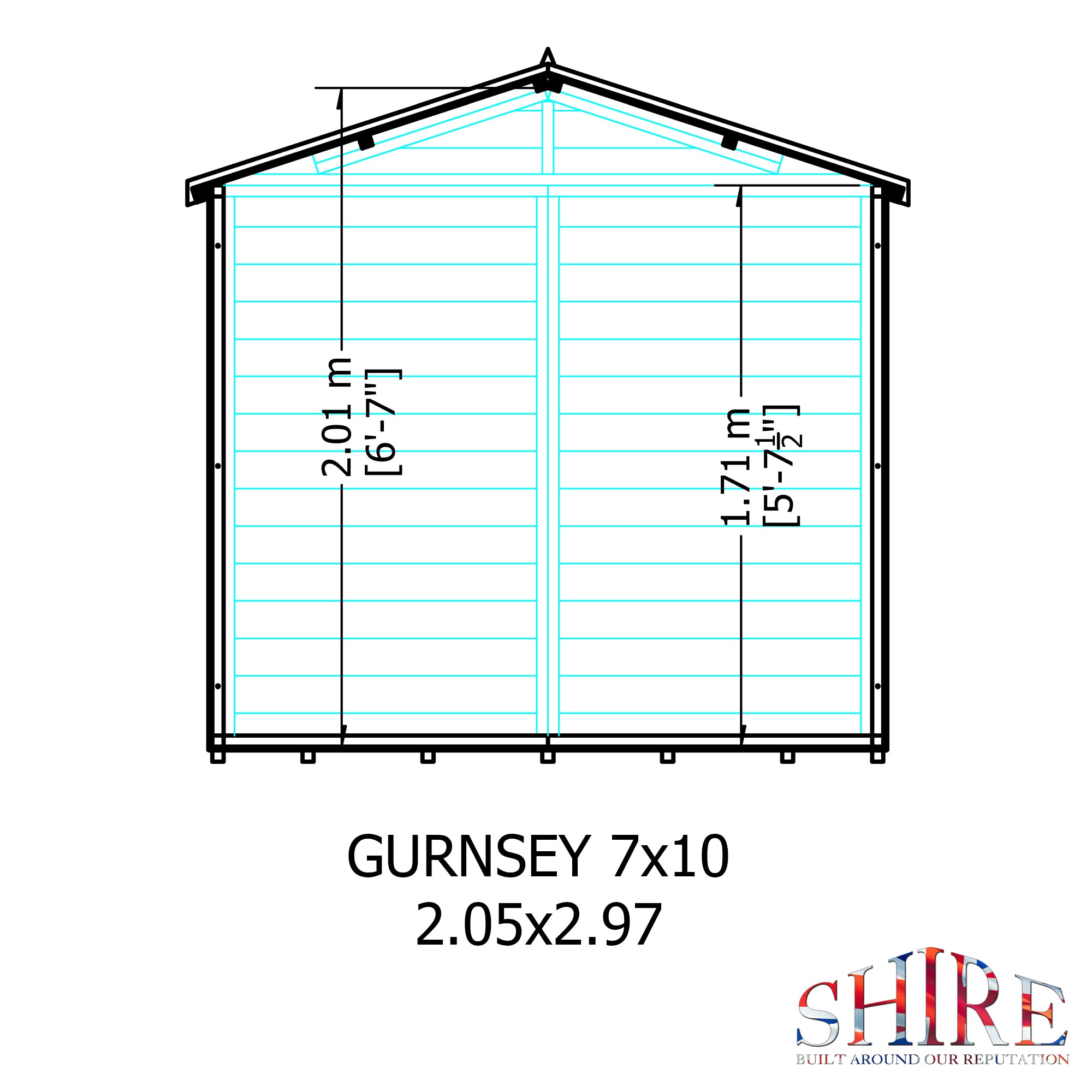 Shire Guernsey 10ft x 7ft Pressure Treated Apex Shed - Image 9