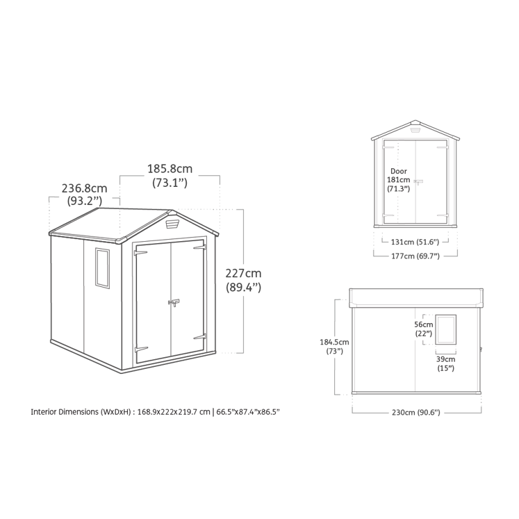 Keter Manor Apex Garden Shed 6ft x 8ft - Grey - Image 10