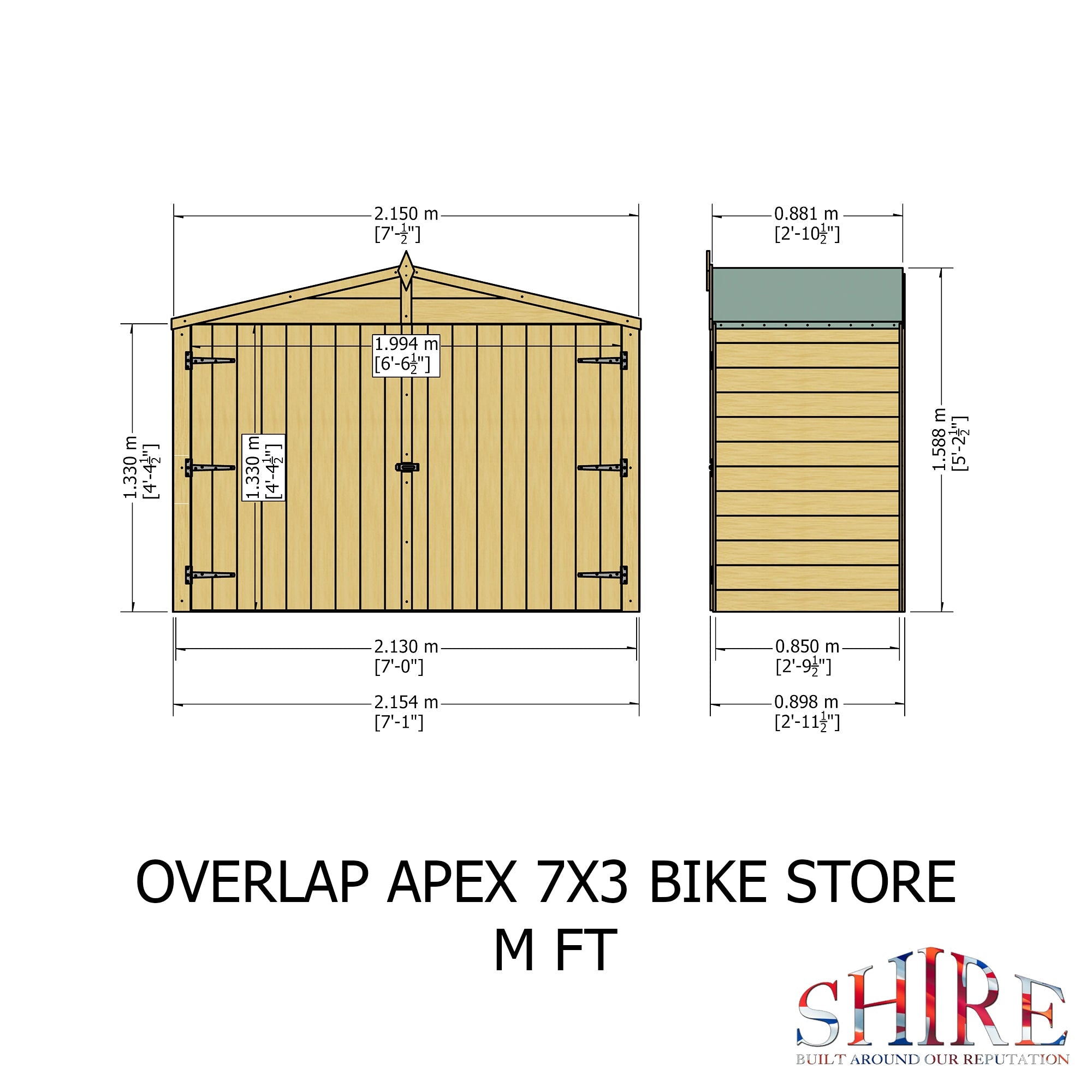 Shire Overlap 7ft x 3ft Apex Bike Store - Image 6