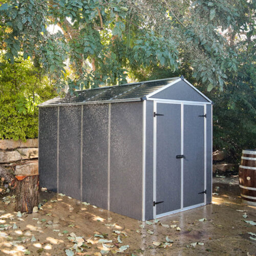 Palram Canopia Rubicon 6 ft. x 10 ft. Shed With Floor - Dark Grey Panels