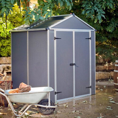 Palram Canopia Rubicon 6 ft. x 5 ft. Shed With Floor - Dark Grey Panels