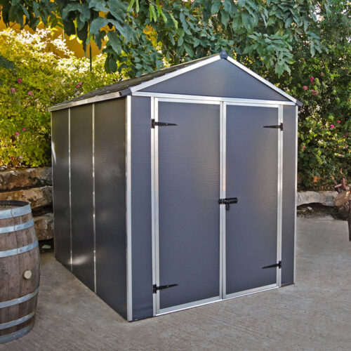 Palram Canopia Rubicon 6 ft. x 8 ft. Shed With Floor - Dark Grey Panels