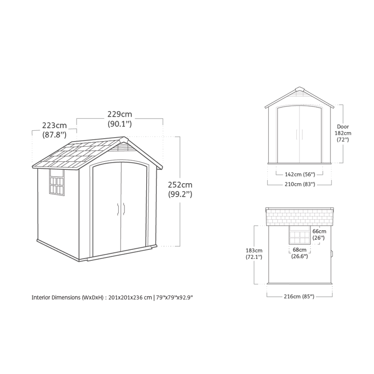 Keter Premier Apex Garden Shed 7.5ft x 7ft - Grey - Image 9
