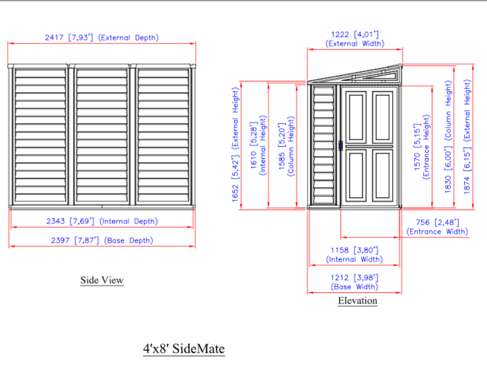 Duramax Side Mate Plus - 4ft x 8ft Plastic Garden Shed in Grey - Image 5