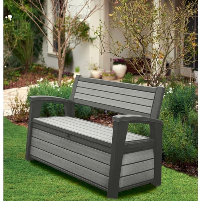 Keter Hudson Garden Storage Bench Duotech - Grey - 227L - Image 4